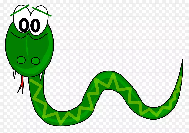 草蛇，光滑的绿色蛇，棕色的树，蛇的剪贴画-大部分卡通绿蛇