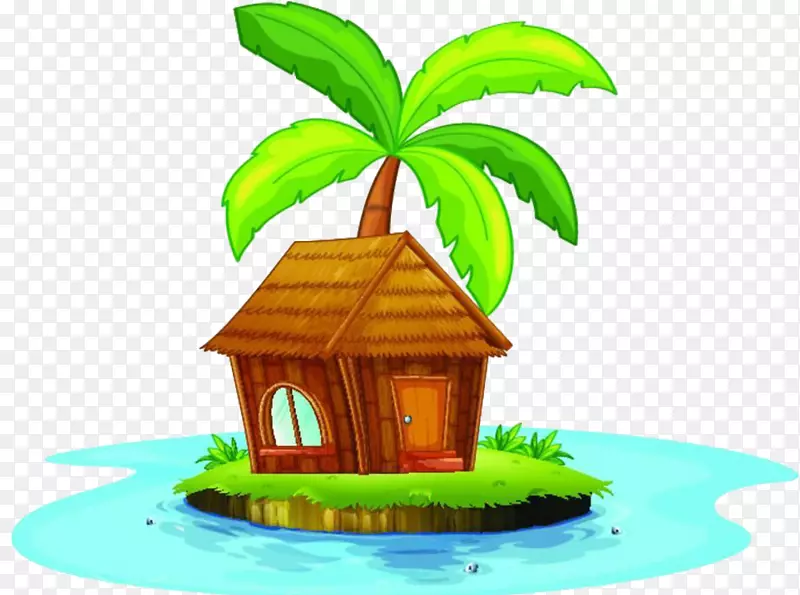 尼帕小屋剪贴画-岛上有一座小房子