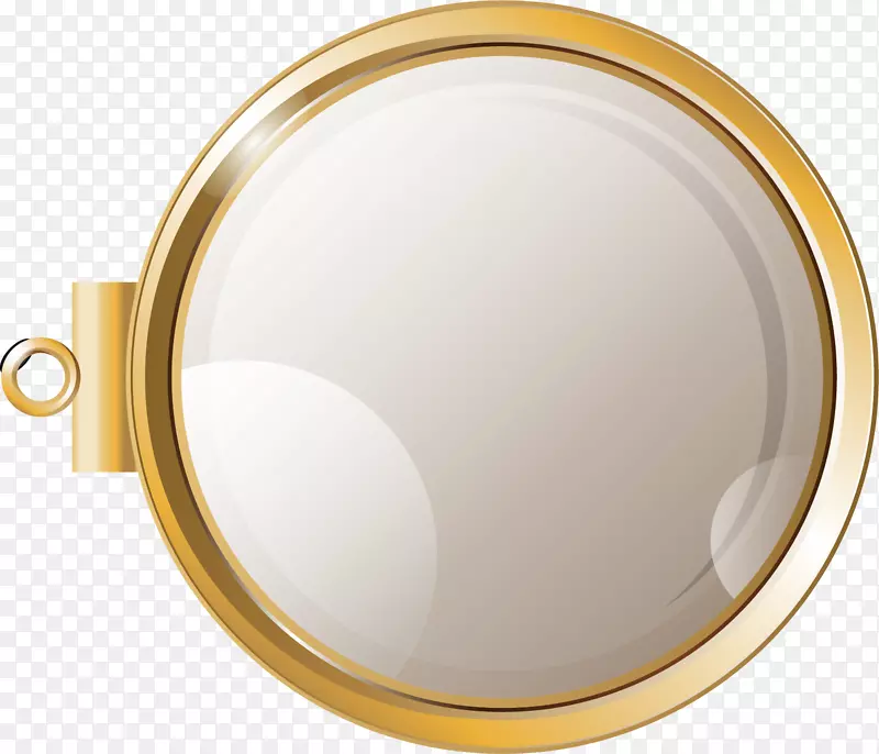 黄色圆镜-镜面PNG材料