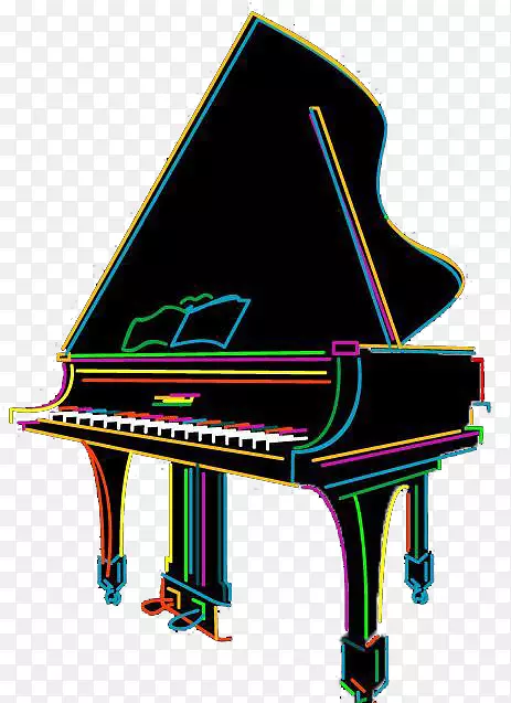 大钢琴海报-彩色线条创意钢琴