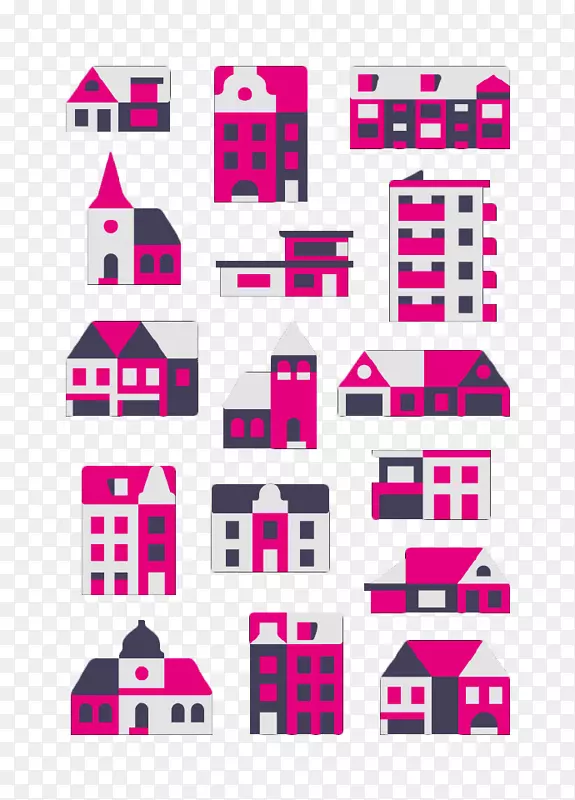 建筑卡通房子紫色-卡通紫色房屋建筑