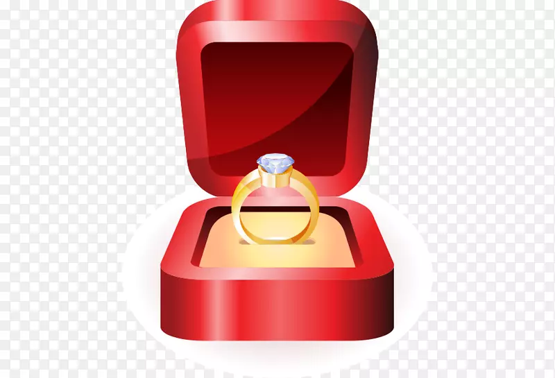 婚戒订婚戒指剪贴画.红色礼品盒中戒指上的结婚戒指