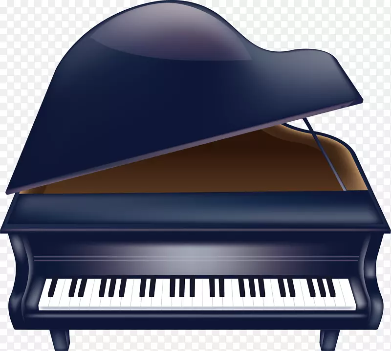 绘画钢琴免版画插图.蓝色钢琴