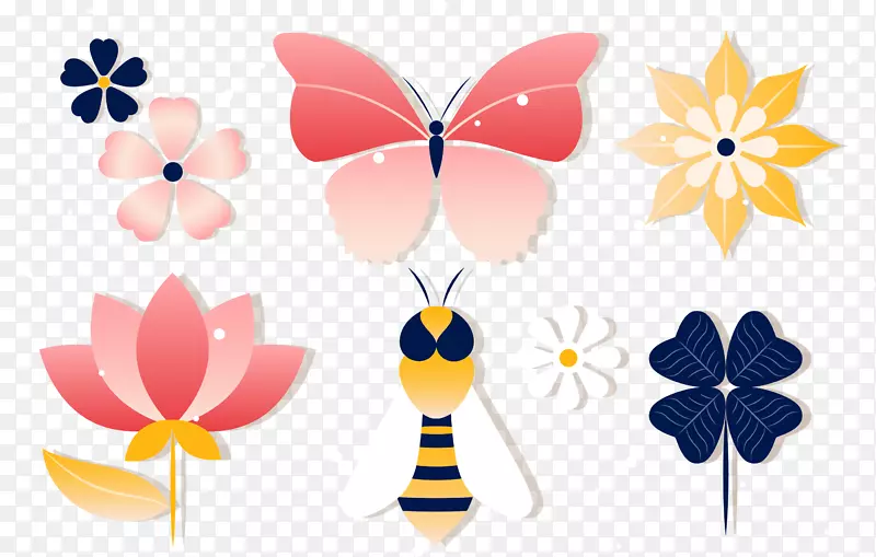 蝴蝶昆虫蜂夹艺术昆虫蝴蝶和蜜蜂