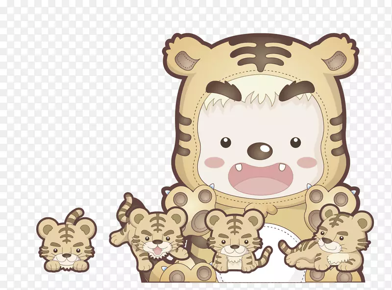 虎卡通海报-可爱的老虎