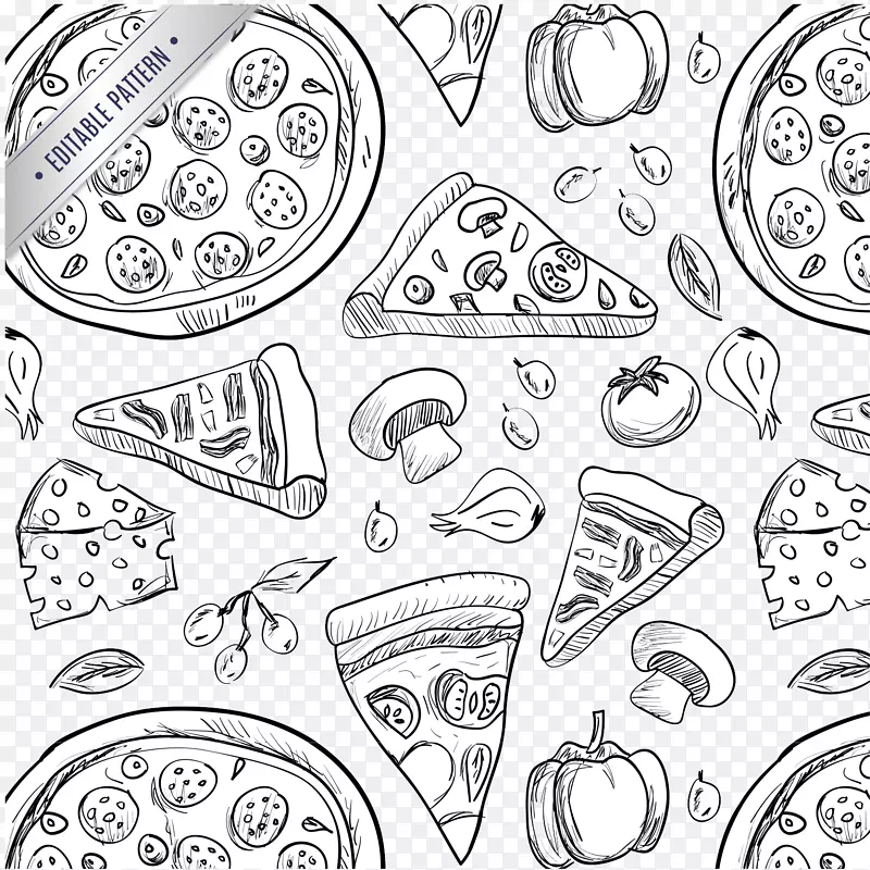比萨饼意大利料理绘画剪贴画手绘美味比萨饼
