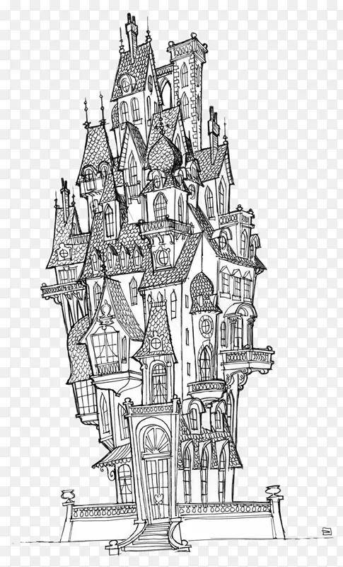 视觉艺术城堡概念艺术绘画插图-城堡