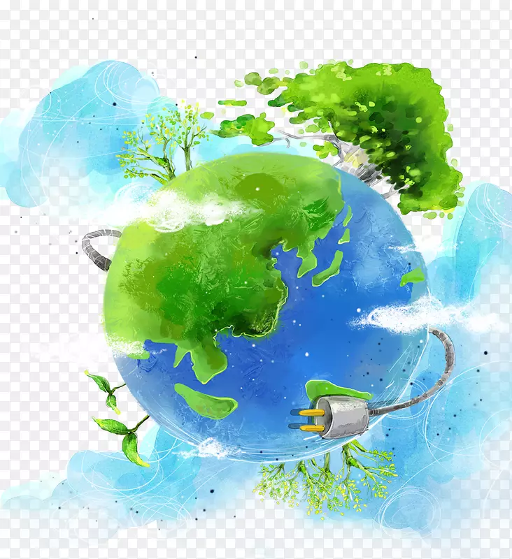 环保海报插图-创意环保地球