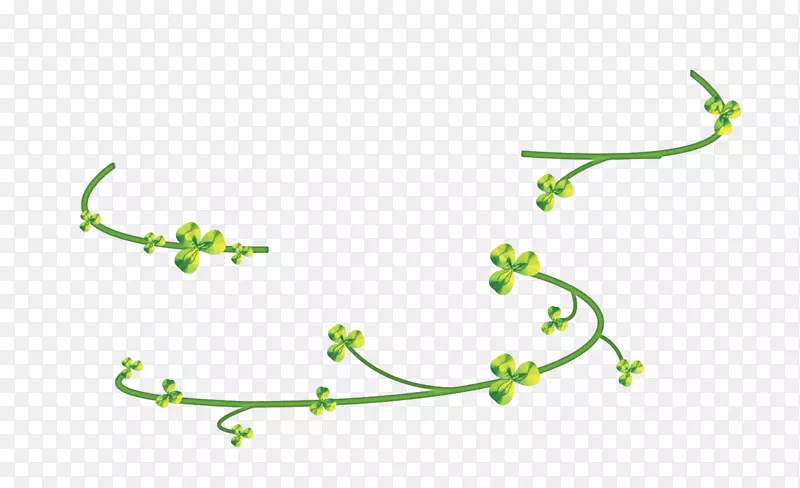 绿色三叶草-绿色手绘三叶草绿色藤蔓装饰图案