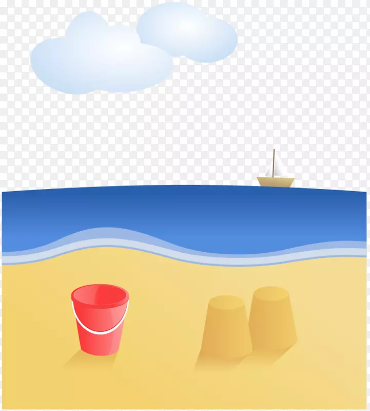 桶透明度和半透明插图.海滩