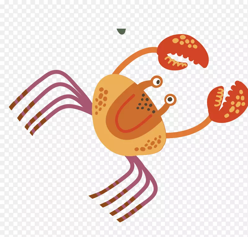螃蟹动画剪贴画-平面卡通蟹