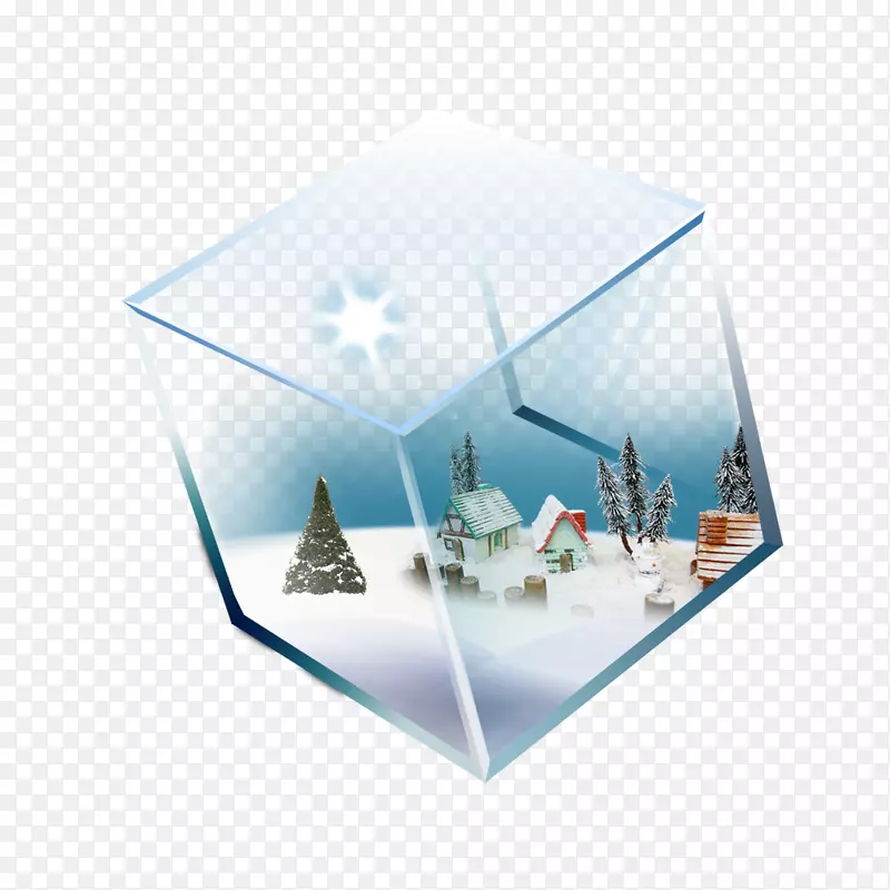 玻璃盒透明半透明立方体玻璃盒雪