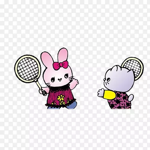 羽毛球卡通球拍-手绘卡通小猫创意羽毛球