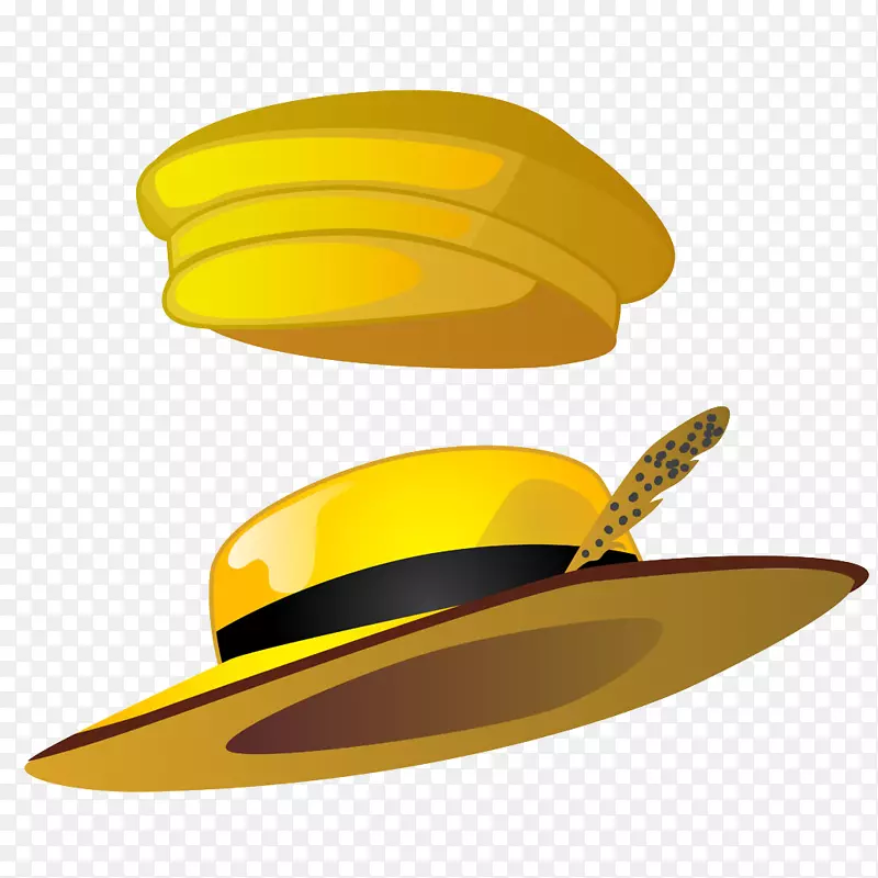 草帽卡通插图-两顶黄色帽子