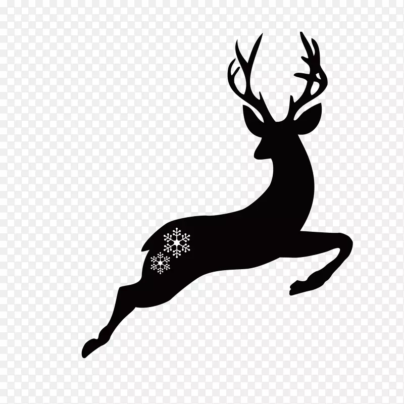 鹿圣诞插画-鹿轮廓