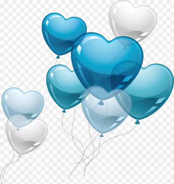 心脏气球情人节剪贴画-爱蓝色气球