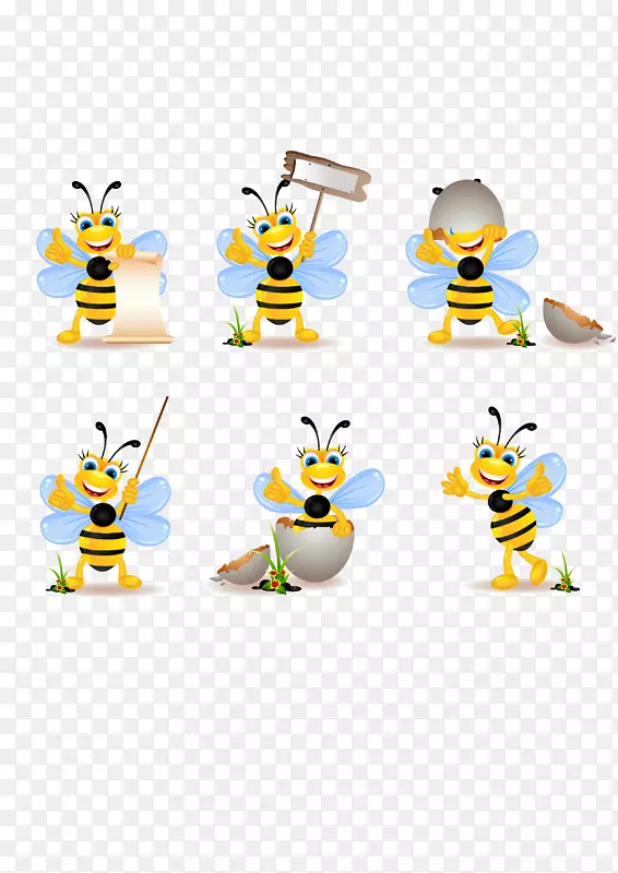 蜂群摄影-免费剪贴画-可爱的蜜蜂-材料