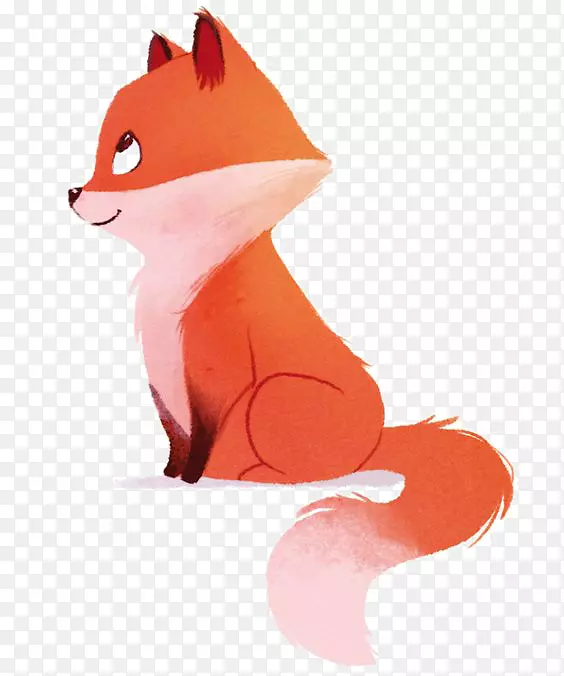 红狐水彩画插图-狐狸