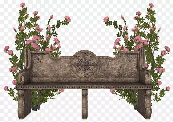 长椅夹艺术公园石凳