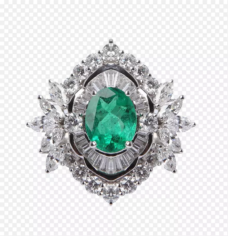 翡翠戒指钻石首饰祖母绿和钻石戒指