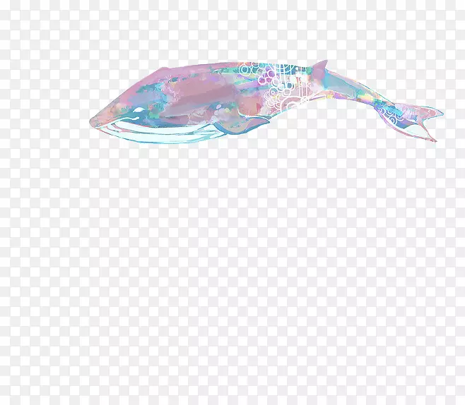 绘画创意作品彩色插图.手绘水彩鲸鱼图案