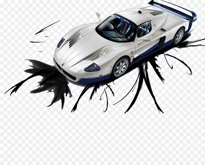 跑车法拉利布加迪威龙奥迪S5-水墨画风格银色跑车