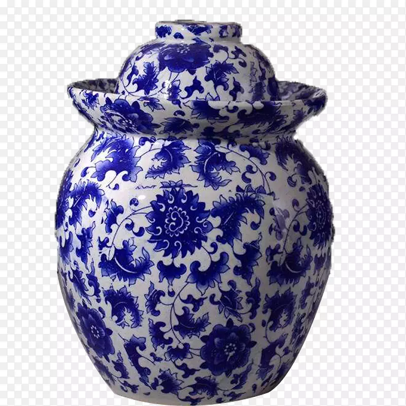 景德镇蓝白陶瓷罐酸洗陶瓷泡菜罐