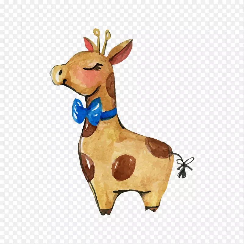 吻长颈鹿海报Zazzle版画-水彩画长颈鹿