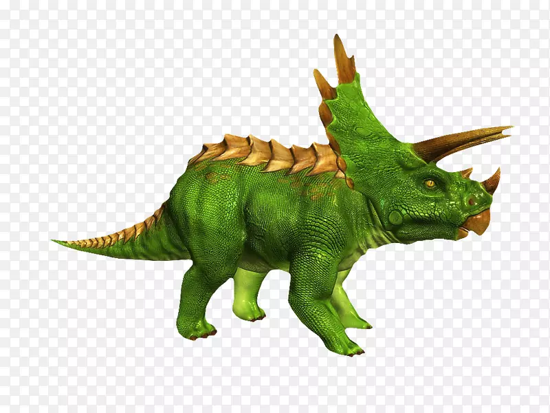 三角龙动画波前.obj文件三维计算机图形恐龙-绿色三角形恐龙