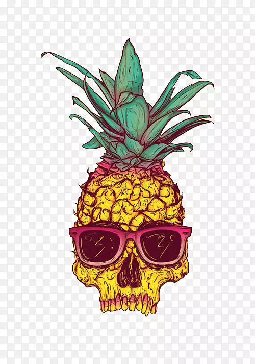 菠萝头盖骨-热带水果画-创意菠萝