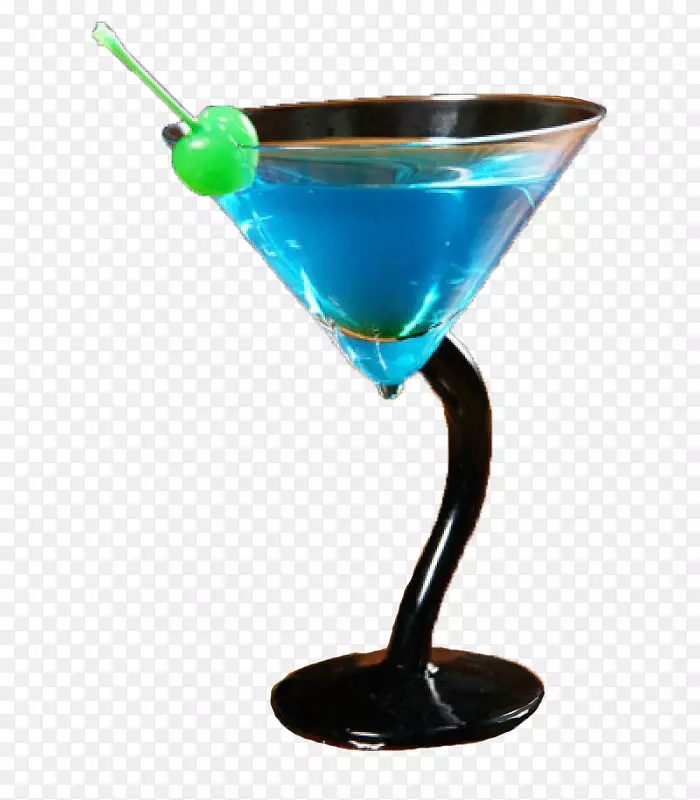 蓝色夏威夷蓝泻湖鸡尾酒装饰马提尼锥形玻璃杯蓝鸡尾酒