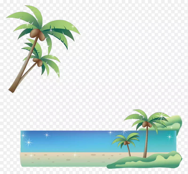 海滩海报椰子-海滩椰子树海报材料