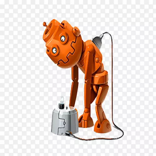 机器人卡通爱宝剪纸橙色充电机器人