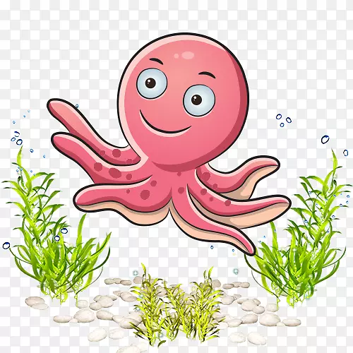 章鱼海洋生物剪贴画海洋世界海洋生物卡通章鱼