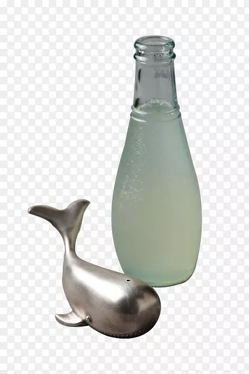 玻璃瓶鲸鱼装饰瓶和小鲸鱼
