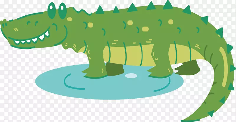 鳄鱼下载剪辑艺术-可爱的绿色鳄鱼