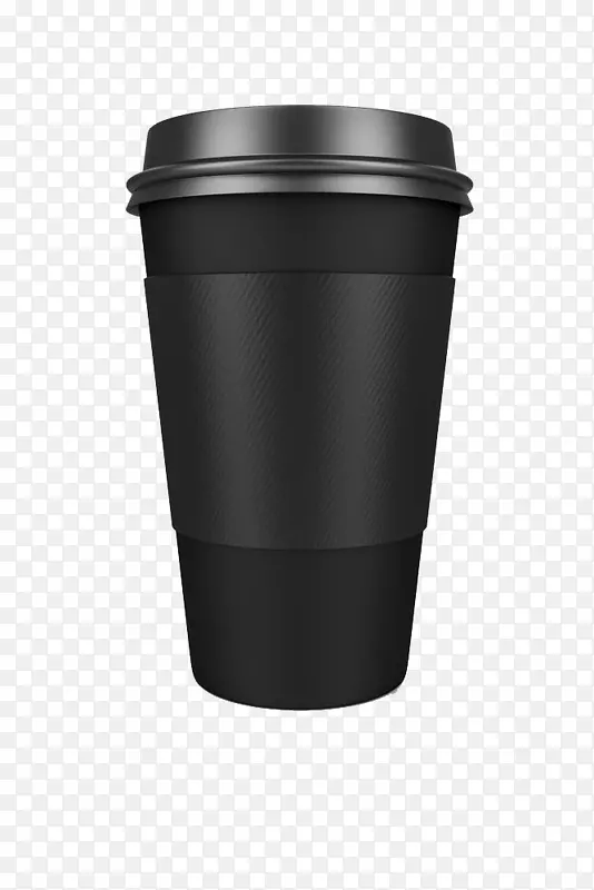 咖啡杯塑料盖杯-创意黑色咖啡杯