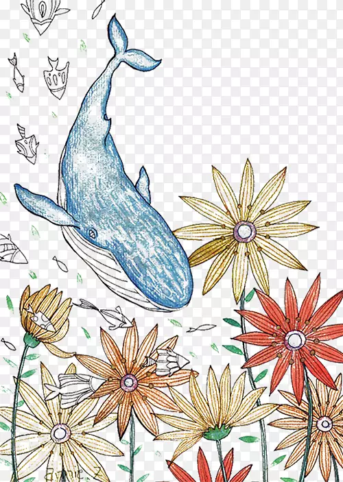 自然花卉设计鲸鱼-小鲜鲸同构