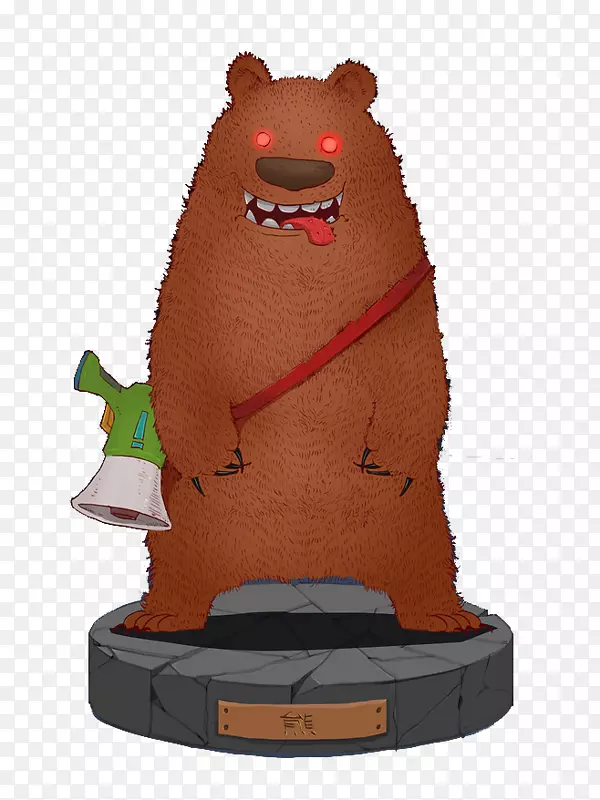 磨坊的狼人空心熊卡通插图-狼人杀死了熊的设计。