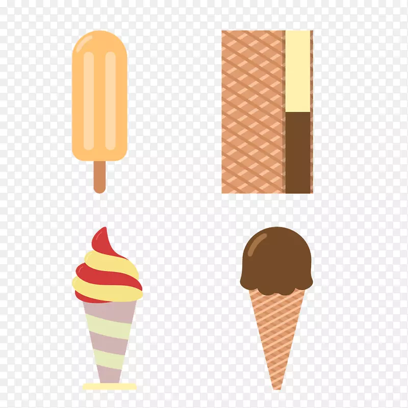 冰淇淋锥草莓冰淇淋-卡通版冰淇淋