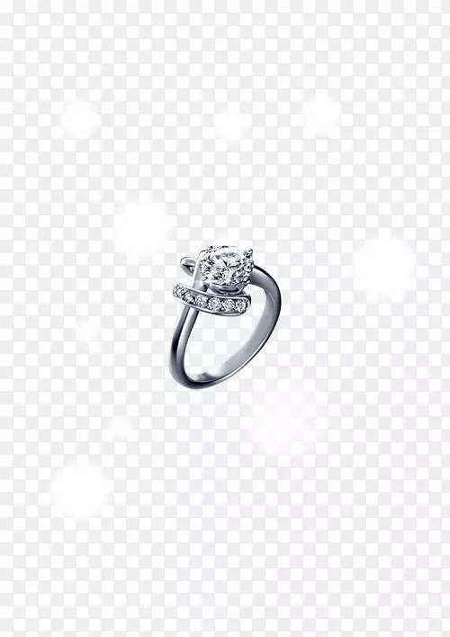 戒指银身穿孔珠宝图案-星型钻石戒指