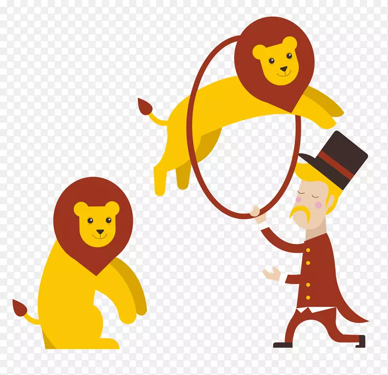 狮子表演马戏团剪贴画手绘马戏团狮子表演