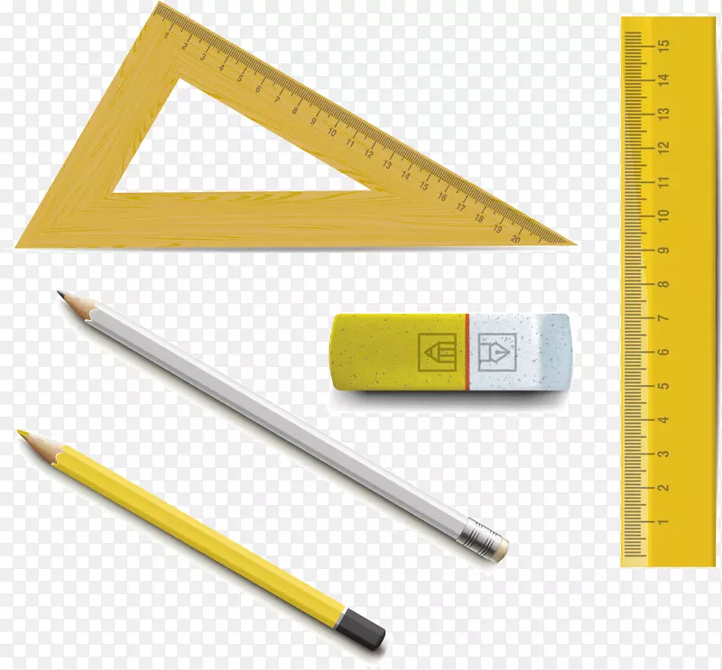 尺子铅笔橡皮-三角形尺铅笔橡皮