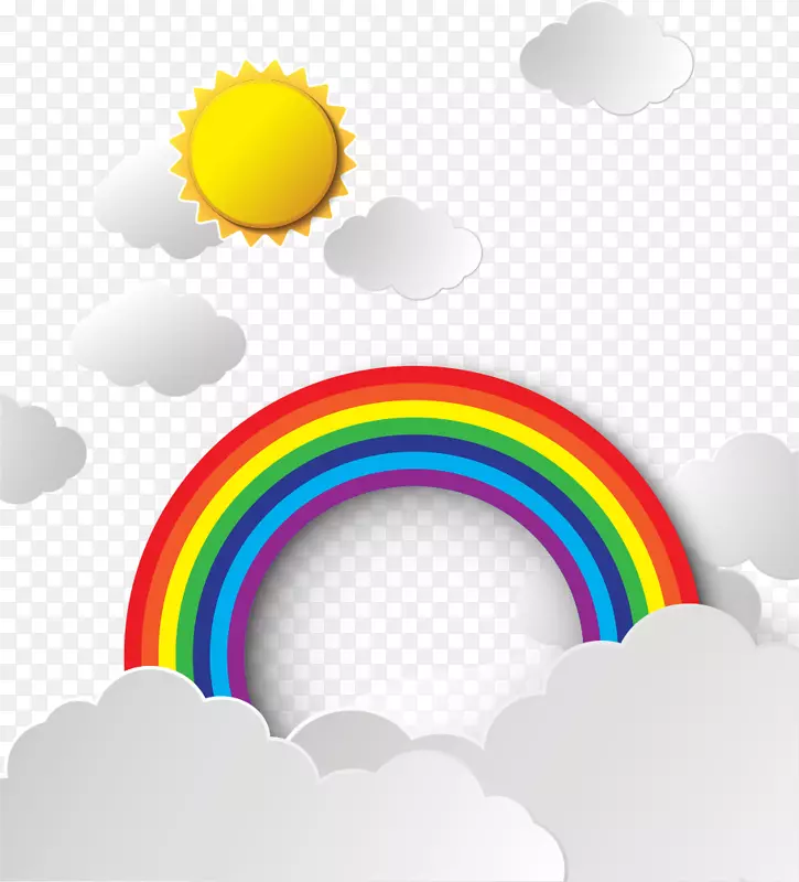 天空彩虹云-卡通雨彩虹渲染