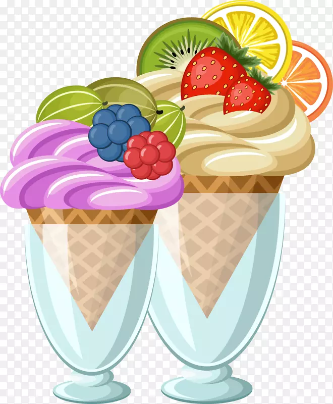 那不勒斯冰淇淋圣代冷冻酸奶-彩色冰淇淋
