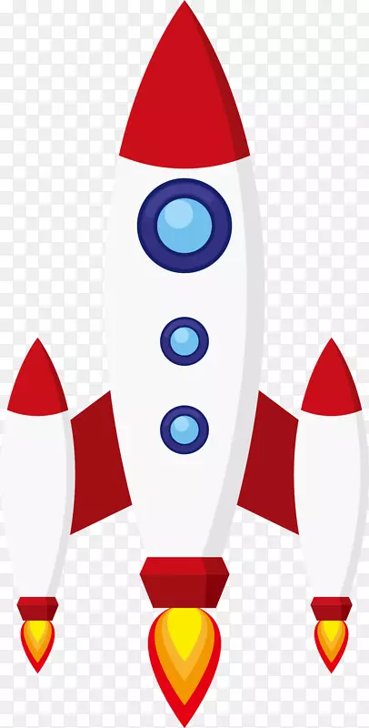 火箭航天器剪辑艺术-红色白色卡通火箭