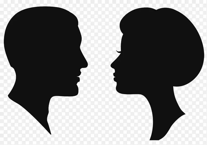 剪影女性男性剪贴画-男性女性头部轮廓