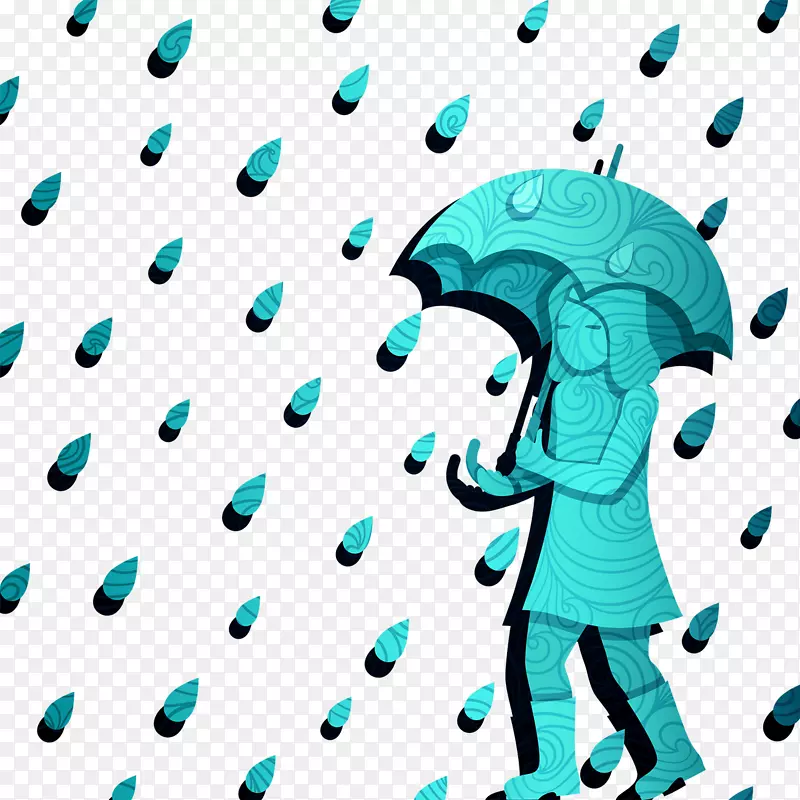 雨伞卡通剪辑艺术-在雨中行走