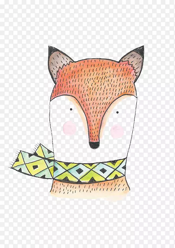 水彩画插图-狐狸
