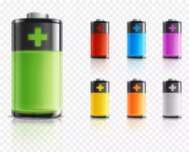 电池充电器图标-彩色纹理正负电池